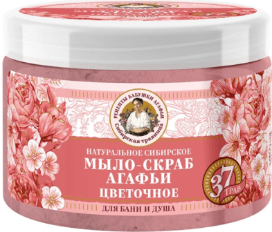 РБА Сибирская Травница  натуральное сибирское Цветочное мыло-скраб Агафьи для бани и душа (300мл).6