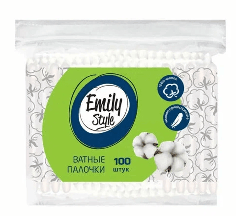 Emily Style Ватные палочки п/э 100шт с зиплоком /арт-9796/ 