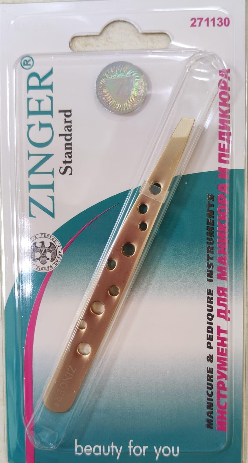 ZINGER Пинцет T-073-10 Gold BFY, скошенный Gold