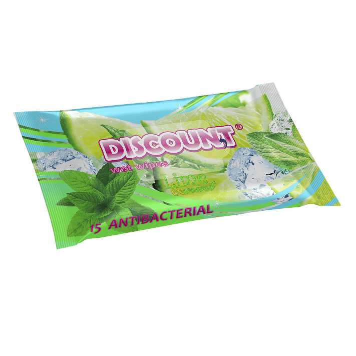 DISCOUNT Влажные салфетки (15шт) Lime Mint Antibacterial п/п. 132