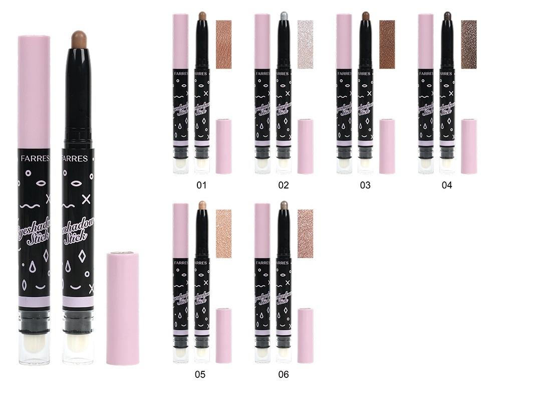 FARRES / Тени -1851-06 Тени-стик для век Стойкие с аппликатором, матовые (бронза) 1,6г (*24)