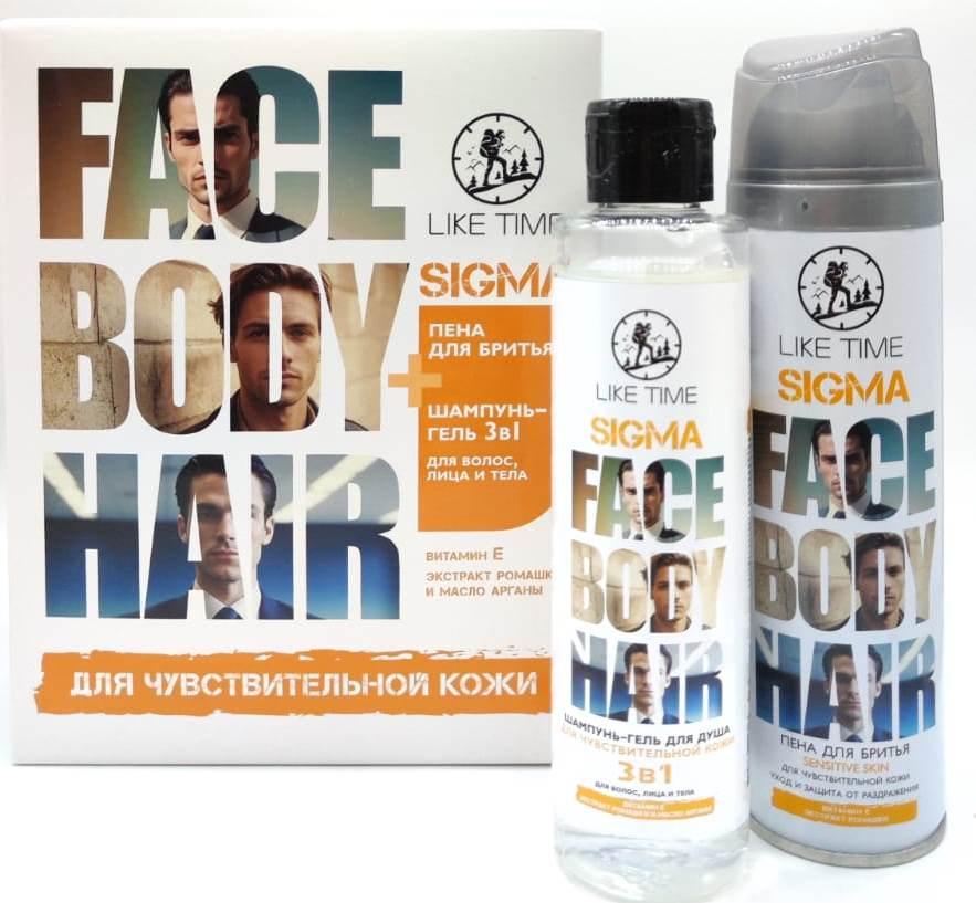 М  LIKE TIME /ЛАЙК ТАЙМ "Sigma" НАБОР (3в1 шамп.-гель душ 250мл + пена дбритья 180мл).10