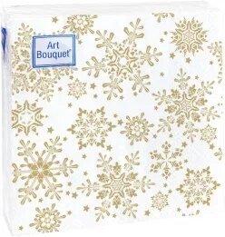 Ф1044 Салфетки "НГ" Art Bouquet 20х20 2сл, 30л "Золотые снежинки" /26