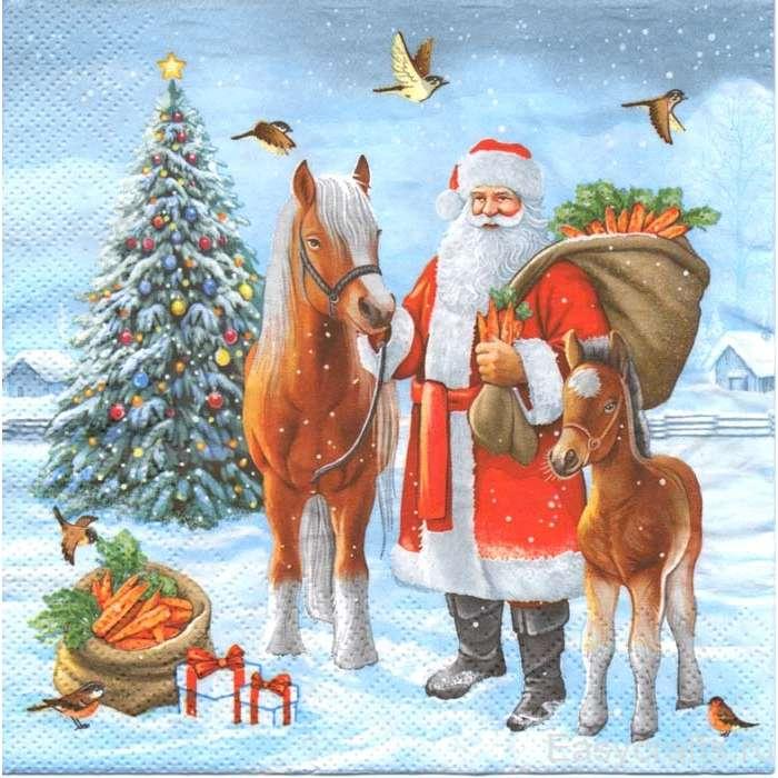 Ф649 Салфетки "НГ" Bouquet Home 33*33, 3сл, 20л "Дед мороз с друзьями"/12