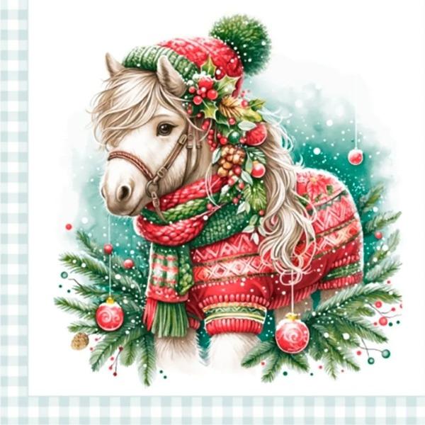 Ф618 Салфетки "НГ" Bouquet Home 33*33, 3сл, 20л "Новогодний пони"/12