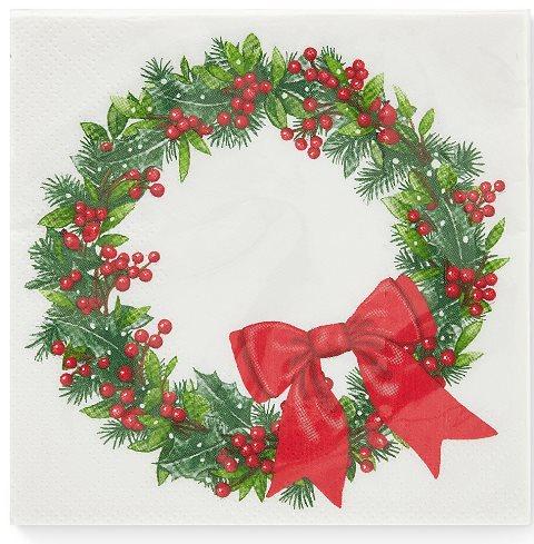 Ф4057 Салфетки "НГ" Art Bouquet 33*33, 3сл, 20л."Венок с бантиком".12