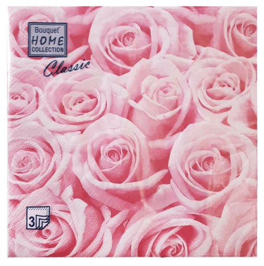 Ф643 Салфетки "НГ" Bouquet Home 33*33, 3-х сл, 20шт "Розовые розы".12