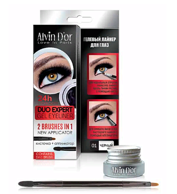 Alvin D`or Лайнер д/глаз гелевый P-11 duo expert gel eyeliner (тон 01 black).12